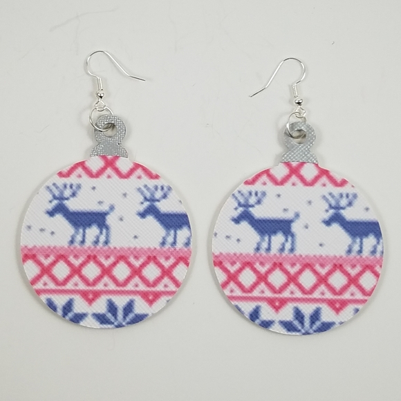Jewelry - Christmastime Ornament Faux Leather Earrings
